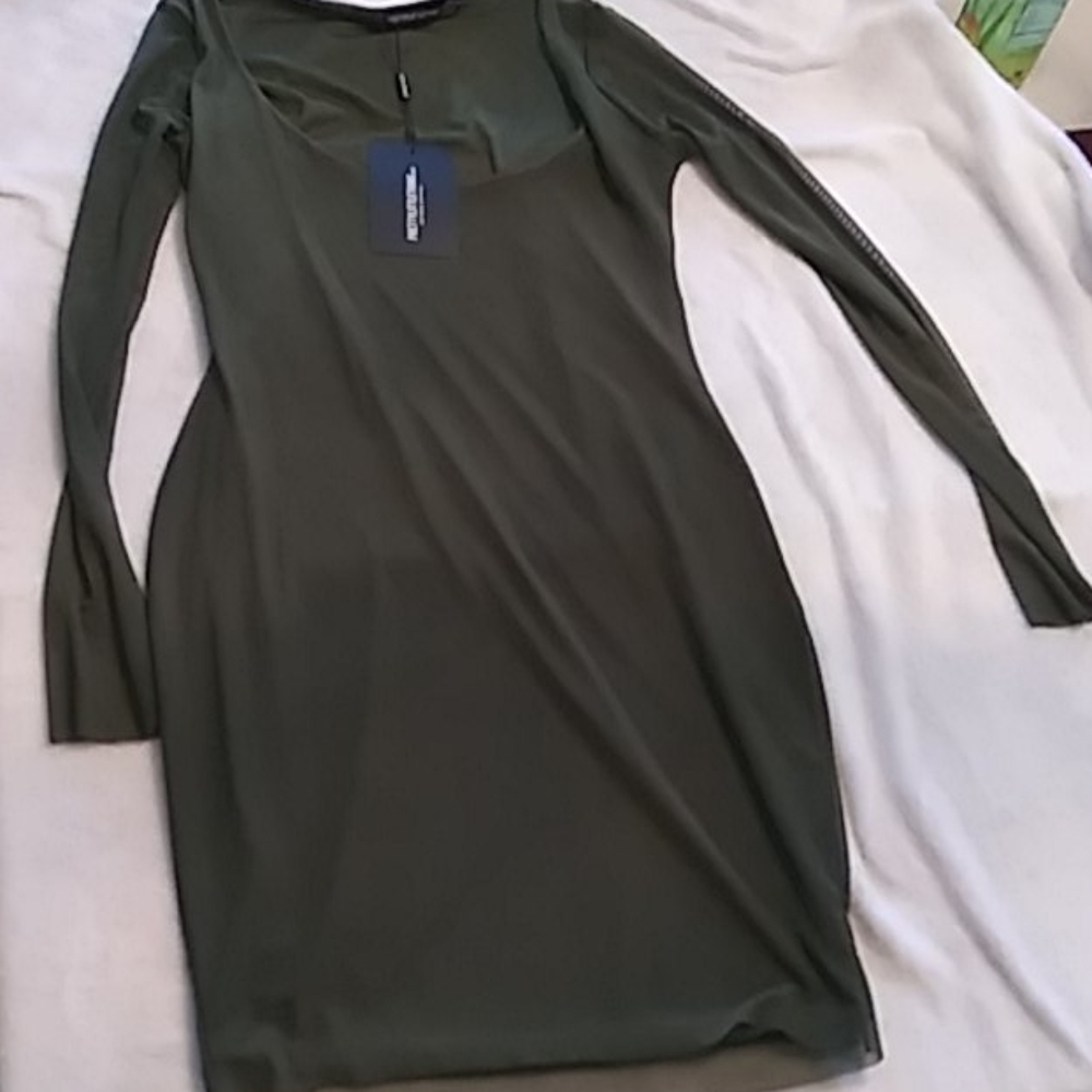 Olive green mesh dress